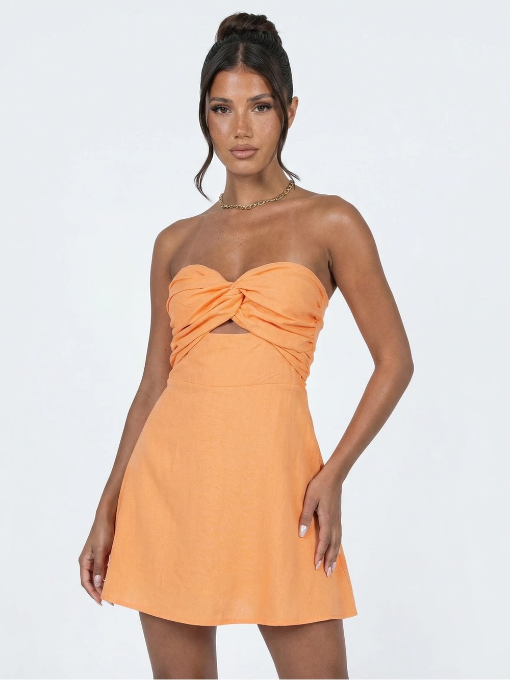 Fortunate One Love Within Dress Orange XS Strapless Mini